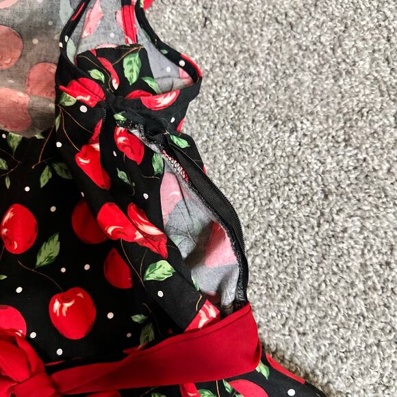 Sourpuss Cherry Swing Dress 50s Goth Punk Red Black Size Medium - Picture 5 of 6